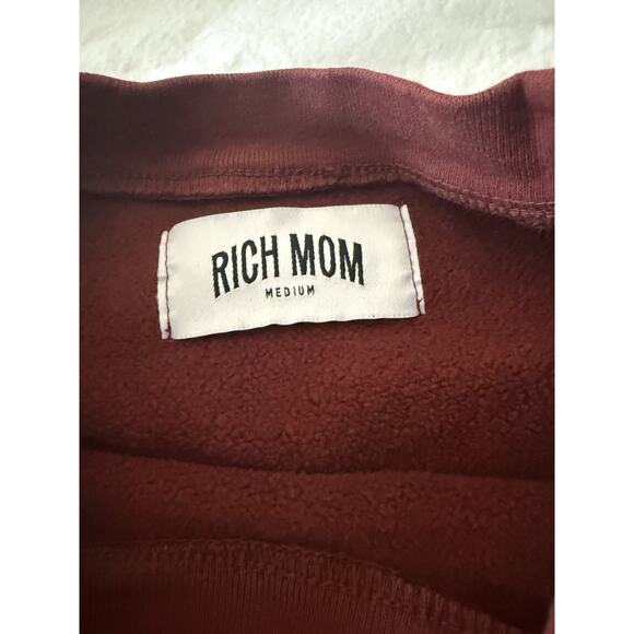 Rich Mom Boston M Wine Cotton Crewneck Pullover Sweatshirt Embroidered 02199 - Picture 3 of 7